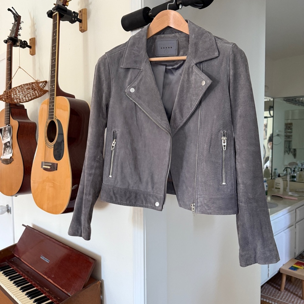 Blank NYC Charcoal Suede Leather Jacket NWOT